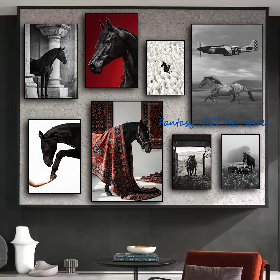 Luxury Lifestyle Picture - Фотохудожественные постеры «Черные лошади»: винтажные, роскошные,